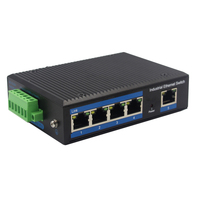 Switch PoE Ethernet de 100M/1000Mbps, 5 Puertos, Sin Administración, Fast Ethernet PoE+, Montaje en Riel DIN, DC 48V~55V