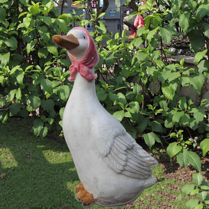 Statue de canard en résine blanche grandeur nature, vente en gros d'usine, ornement pour extérieur, jardin, pelouse, paysage, sculpture décorative, oie - Product Image 6