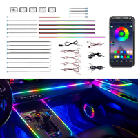 Kit d'éclairage LED d'ambiance pour voiture, personnalisation OEM, 18 en 1, symphonie dynamique RGB, éclairage intérieur LED pour voiture