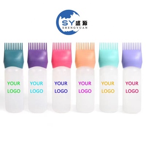 Vente directe d'usine d'outils de coiffure, flacon de teinture pour cheveux, logo personnalisé, flacon de soin capillaire pour salon, flacon de shampoing transparent avec peigne - Product Image 1