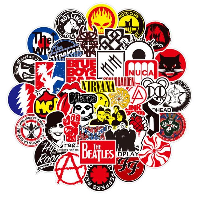 ZY0246C 50/PCS Popular Hot Sell ROCK Band Stickers Luggage Guitar Computer Car Waterproof Vinyl Stickers Custom