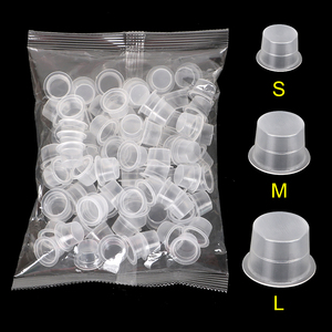 100pcs Tattoo Large Medium Small Ink Pigment Cup Ring Transparent Microblading Cap <strong>Lip</strong> Eyebrow <strong>PMU</strong> Bleaching Supplies - Product Image 2