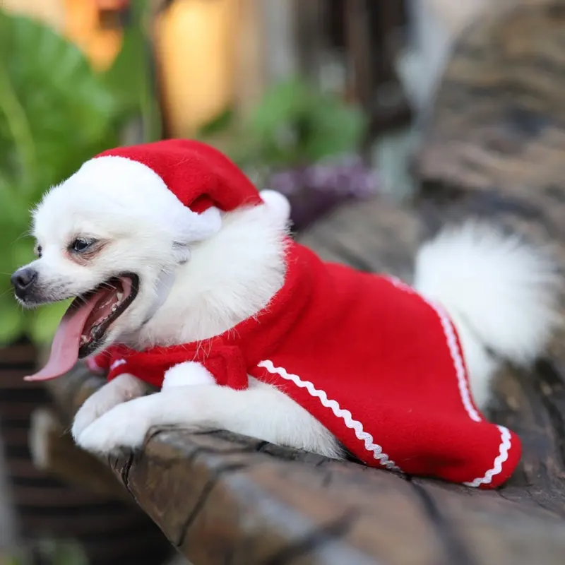 New Christmas Dog Pet Apparel Dress-up Head Wearing Accessories Santa Claus Fabric Christmas Dog Cat Mantle Pet Cloak Hats