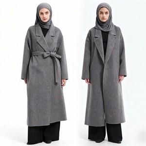 ชุดอาบายะห์แบบเรียบง่ายสำหรับผู้หญิงมุสลิม ผ้าขนสัตว์สองด้าน เสื้อโค้ทฤดูหนาว ชุดอาบายะห์แบบเรียบง่ายสำหรับเทศกาลอีด ชารุต รอมฎอน ดูไบ ตุรกี ดูไบ - Product Image 1