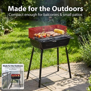 Portable Charcoal BBQ Grill with Windbreaker 4 Adjustable Heights Outdoor <b>Camping</b> Garden Patio Barbecue Grill - Product Image 2