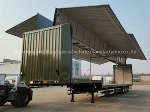 Nuevo diseño especial 3 ejes 13 metros de capacidad 60 toneladas furgoneta camión remolque envergadura furgoneta semirremolque con precio más bajo