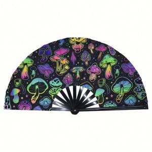 Grand éventail pliant de 33 cm, peint, style chinois et japonais, pour la danse, les festivals de musique et les raves, avec effet dégradé réfléchissant, en bambou, classique - Product Image 3