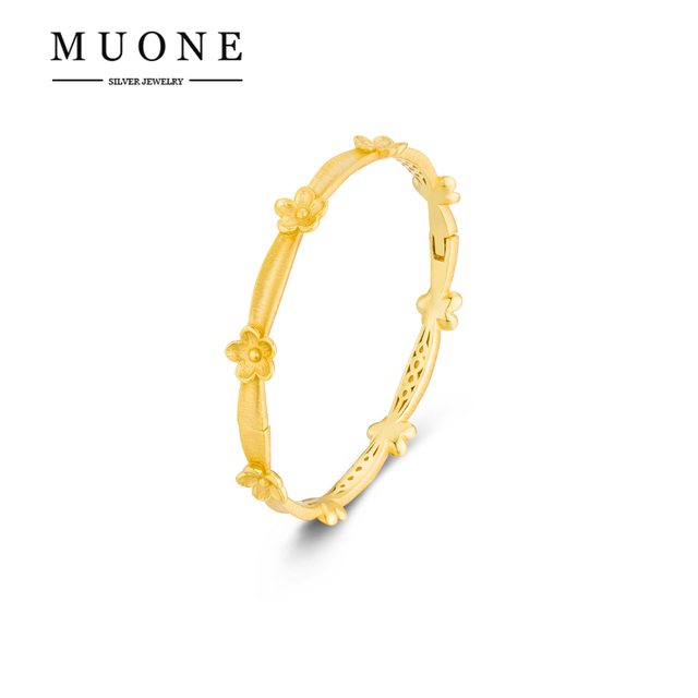Flower 925 Sterling Silver Bracelet  Plated Luxury Brushed  Jewelry Suitable for plum Blossom Engagements Parties or Gifts