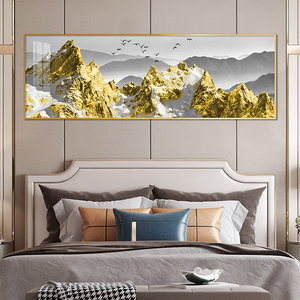 <span class=keywords><strong>Montagnes</strong></span> de neige dorées et oiseaux volants peintures de paysage et art mural pour chambre et décoration intérieure impression sur toile affiche - Product Image 4
