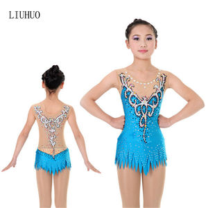 Costume da Ginnastica Ritmica per Ragazze all'Ingrosso, Abito da Danza Blu Reale per Esibizioni, Body da Ginnastica - Product Image 1