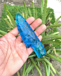 Cuchillos de Cristal Azul Tallados a Mano - Cuchillas Rituales de Cristal Oceánico, Cuchillo de Exhibición Espiritual, Piedra Tallada a Mano, Regalo de Decoración para el Hogar - Product Image 5