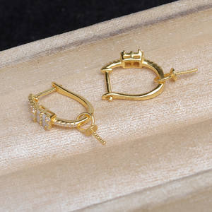 Support de boucles d'oreilles en argent S925 en forme de goutte d'eau, accessoires de bricolage pour la fabrication de bijoux en perles, support de boucles d'oreilles semi-finis 10-12 JG5944 - Product Image 3