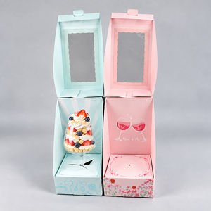 Customized Hot Sale Foldable Paper Cake <b>Box</b> Valentines Day Cake Packaging <b>Box</b> for Glass Cupcake <b>Packing</b> - Product Image 1