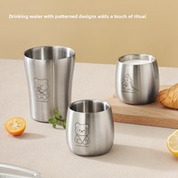 Bouteille d'eau isotherme à double paroi en acier inoxydable 304, motif dessin animé mignon, gravure laser colorée, tasse pour enfants