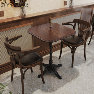 Tùy Chỉnh Rắn Bàn Gỗ Cổ Điển Sang Trọng Óc Chó Mộc Mạc Hiện Đại 4 Chỗ Ngồi Nhà Hàng Bằng Gỗ Bàn Ăn Đặt Với 6 Ghế - Product Image 3