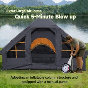 Tente Gonflable Portable Facile à Monter avec Pompe Manuelle pour 2-4 Personnes, <span class=keywords><strong>Camping</strong></span>, Fenêtre Panoramique, Imperméable, Tissu Oxford, Glamping, Prise de Poêle - Product Image 4
