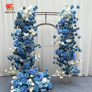 Chemin de fleurs de rose bleu de rêve fait à la main Fournitures de mariage Rangée de fleurs décorative Pièce maîtresse suspendue pour la Saint-Valentin Soft - Product Image 1