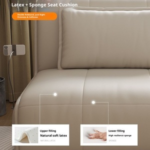 Canapé-<span class=keywords><strong>lit</strong></span> intelligent <span class=keywords><strong>en</strong></span> cuir véritable et métal, <span class=keywords><strong>double</strong></span> usage, pour petit appartement, salon, multifonction, <span class=keywords><strong>double</strong></span> rangement, pliable électriquement - Product Image 3