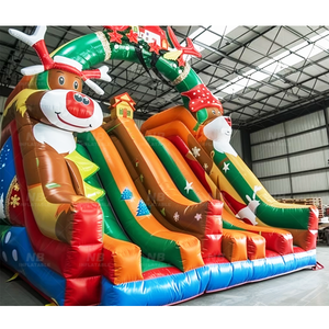 Castillo Inflable Navideño para Fiestas, Casa Inflable Naranja con Soplador, Brincolín Inflable Comercial - Product Image 1