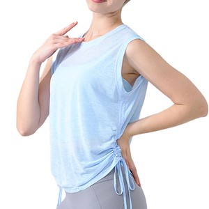 Débardeur ample respirant à cordon de serrage en fil slub personnalisé pour femme, séchage rapide, idéal pour la course, le fitness et le yoga - Product Image 5