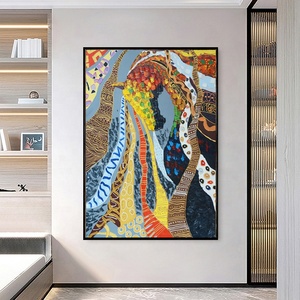 Tranh nghệ thuật trừu tượng tùy chỉnh bán buôn, tranh vẽ vải bố nhiều màu sắc với khung nhựa cho phòng khách - Product Image 4