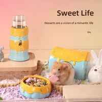 Ensemble de biberon et gamelle en céramique à thème fromage pour hamster, abri et mangeoire pour petits animaux, hamster syrien, vente en gros