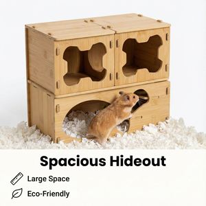 Casa de Bambú Natural de Dos Pisos para Hámsteres, Casa de Escondite Transpirable y Segura para Mascotas Pequeñas - Product Image 5