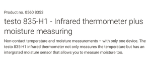 Thermomètre infrarouge Testo 835-H1 avec module d'humidité, pistolet de mesure de température - Product Image 4