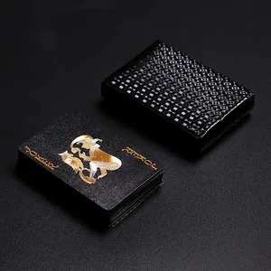 Cartes à jouer en plastique PVC imperméable avec impression de logo personnalisé, jeu de cartes à jouer professionnel durable en aluminium noir