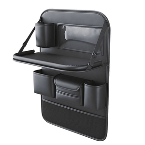 Organizador de Asiento Trasero de Coche de Cuero PU Premium con Bandeja Plegable Estable, Organizador de Respaldo de Asiento de Coche Resistente al Desgaste para Viajes Familiares - Product Image 1