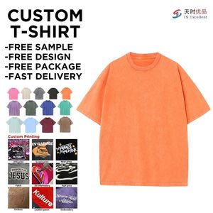 फैशन लोकप्रिय 230gsm नरम 100% कपास आकस्मिक unisex कस्टम भारी वजन विंटेज एसिड धोया शर्ट पुरुषों - Product Image 1