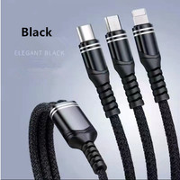 Câble USB tressé en nylon 3-en-1 à charge rapide 66W pour iPhone Plusieurs couleurs Compatible avec la plupart des smartphones