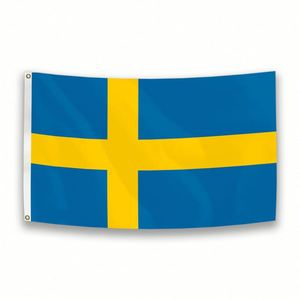 Bandera de Suecia de 3x5 pies, tela de poliéster con dos ojales de latón, para colgar en la pared, decoración para interiores y exteriores - Product Image 1
