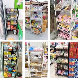 Customized 5 Tier Supermarket Mall Vegetable Fruit Snacks Drinks Storage White Metal Display Rack - Product Image 6