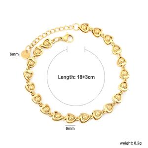 18K Gold Plated Stainless Steel Jewelry Heart Bead Bracelet <b>Chain</b> Link Fashion Women Hypoallergenic Romantic Gift Bracelet - Product Image 1