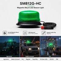 SM812G-HC 36LED ECE R10 IP66 12-24V Grünes Rotierendes Blitzlicht Magnetische Befestigung Multi-Muster LED-Warnleuchte 2 Jahre Garantie