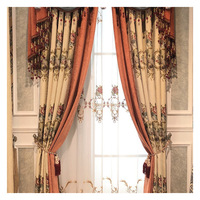 Tissu de rideau occultant perforé en chenille jacquard haut de gamme, directement de l'usine, rideaux finis de style européen luxueux