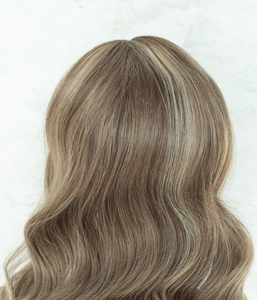 แฮร์<span class=keywords><strong>ท็</strong></span><span class=keywords><strong>อป</strong></span><span class=keywords><strong>เปอร์</strong></span>ผมมนุษย์สำหรับผู้หญิงสีน้ำตาล14<span class=keywords><strong>นิ้ว</strong></span>พร้อมไฮไลต์สีบลอนด์เครื่องทอปแบบโมโน - Product Image 3