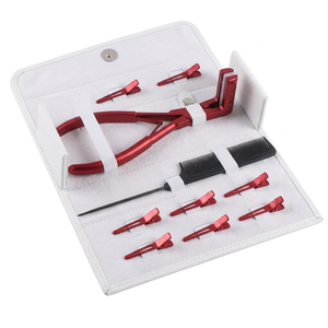 Ensemble de pinces pour extensions de cheveux TEEJAY H31 RED avec peigne de sectionnement et pinces, outils métalliques rouges pour l'installation et le retrait - Product Image 4
