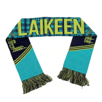 Maßgefertigter Doppelseitiger Gestrickter Fußball-Fanschal, Acryl-Jacquard-Sportschal mit Logo