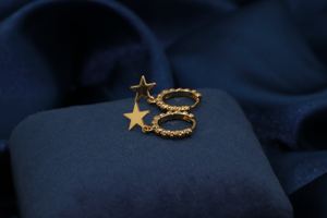 Boucles d'oreilles clous classiques et élégantes Tianyu Gems en laiton plaqué or pour femme avec pendentif étoile à cinq branches en zircon blanc - Product Image 4