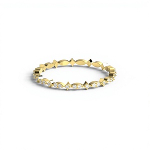 Anillo de Diamantes Redondos de Oro de 18K de Lujo, Anillo de Eternidad Completo, Anillos de Boda en Forma de Cometa, Anillo Apilable, Joyería Fina para Mujer - Product Image 1