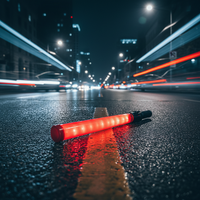 Bâton de signalisation LED rechargeable 29cm 26cm 36cm avec sifflet et lumière supérieure pour la sécurité routière