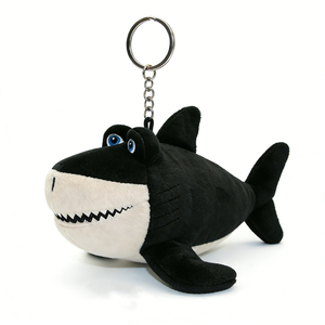 Customized Shark plush keychain, <b>Mini</b> shark <b>keyring</b>, Black white shark plush, Ocean animal keychain - Product Image 3