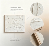 Toile abstraite à texture épaisse, peinte à la main, effet plâtre 3D, art mural, œuvre d'art minimaliste aux tons neutres
