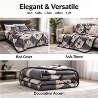 Selimut & Penutup Tempat Tidur Mewah Berbahan Flanel Fleece Jacquard Bermotif Cetak - Lembut Modern untuk Semua Musim, Perjalanan & Dekorasi