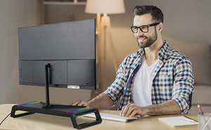 Home Office Desktop Foldable Gaming Lights Computer RGB Monitor <strong>Riser</strong> Stand with USB HUB and Drawer - Product Image 6