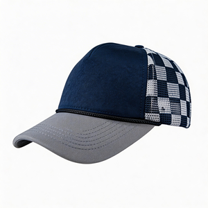 Gorra trucker de espuma a cuadros con logo personalizado, de 5 paneles, en blanco, al por mayor, de malla, estilo Navidad, con cuerda - Product Image 2