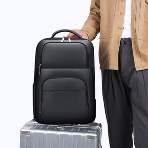 Men's Genuine Leather <b>Backpack</b> 16-Inch <b>Laptop</b> Business Travel Bag Solid Color Trendy Design - Product Image 2
