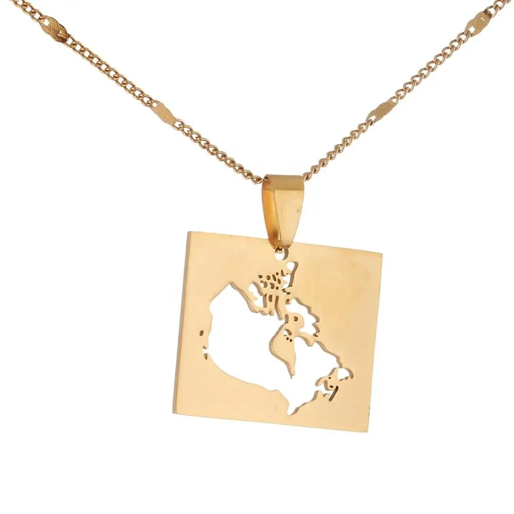 En Acier inoxydable Canada Carte Pendentif Colliers Bijoux Cartes de Pays de Chaîne Bijoux
